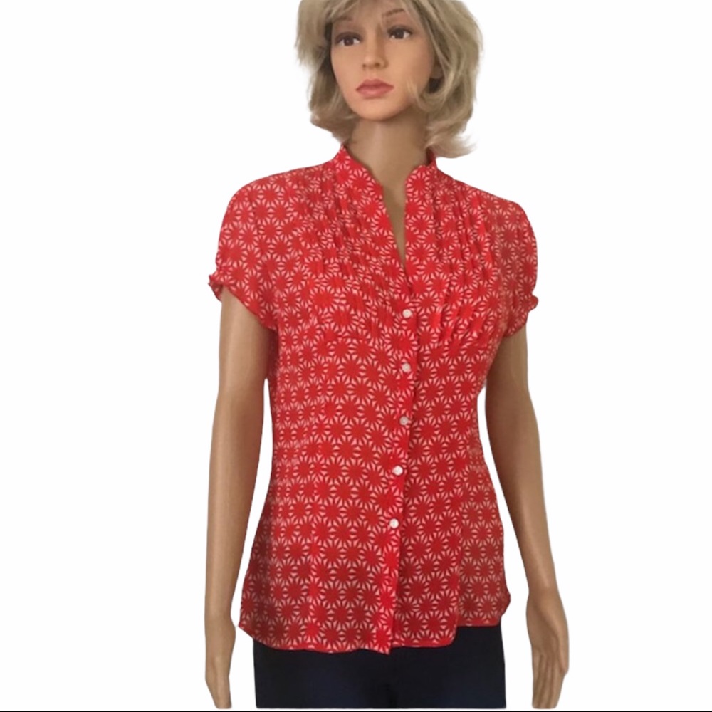 Antilia Femme Red & White Sheer polyester blouse